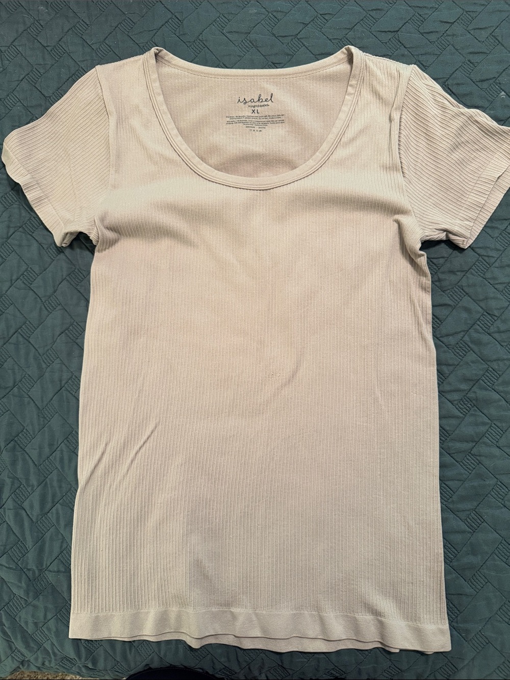 Maternity Women's Scoop Neck Short Sleeve Top in Beige